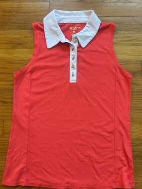 Lilly Pulitzer small Luxletic Imara Polo, "Mizner Red" PTP 17”New without Tags!